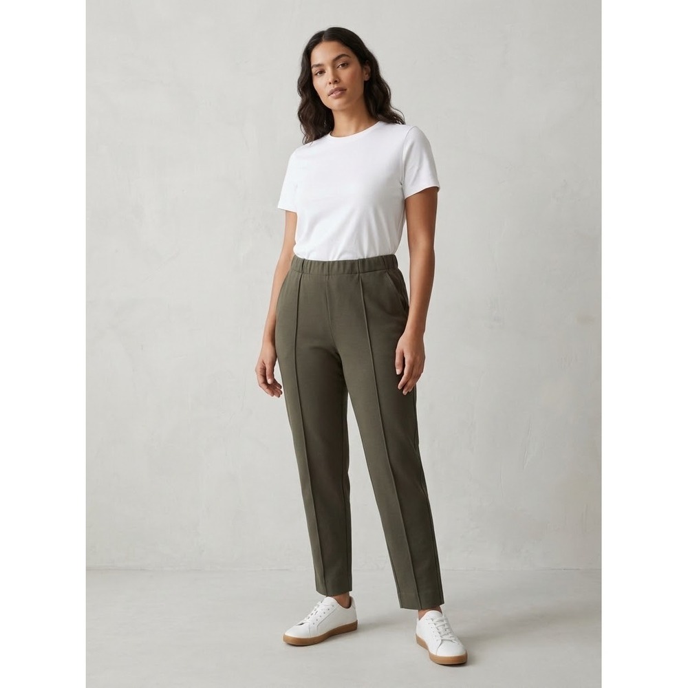 Everlane The Dream Pant Olive Green Tapered Leg Elastic Waist Trousers Small